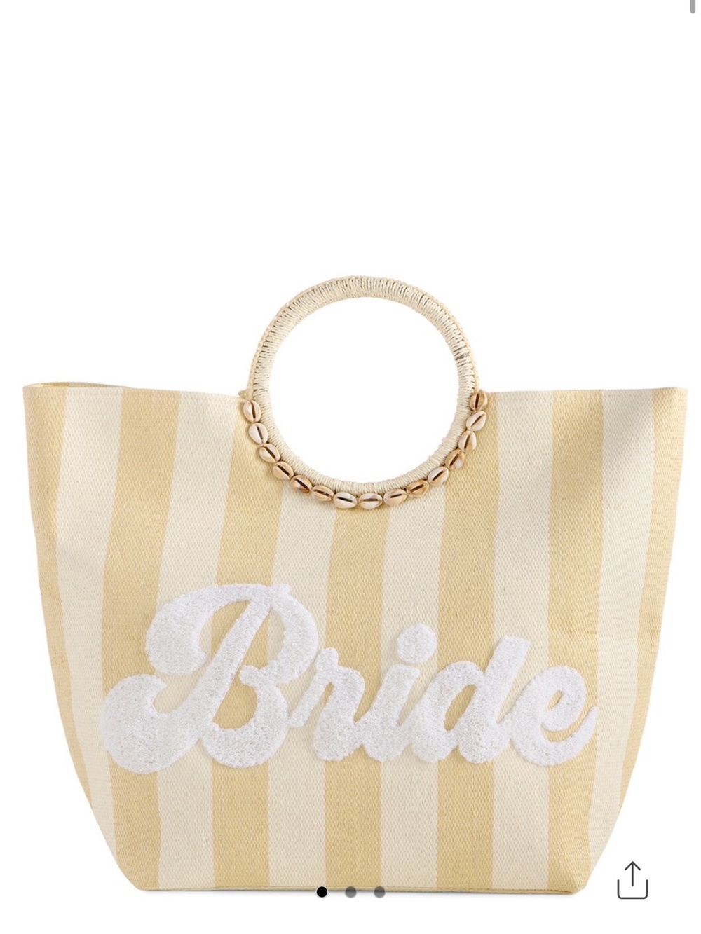 Shiraleah Stripe 'Bride' Tote in Cream and White NWT